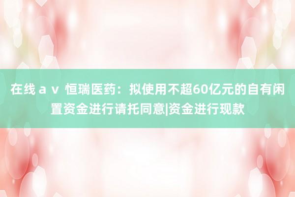 在线ａｖ 恒瑞医药：拟使用不超60亿元的自有闲置资金进行请托同意|资金进行现款