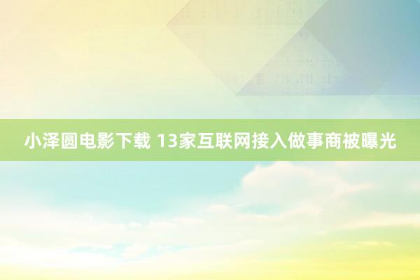 小泽圆电影下载 13家互联网接入做事商被曝光