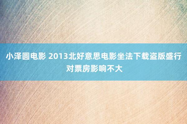 小泽圆电影 2013北好意思电影坐法下载盗版盛行 对票房影响不大