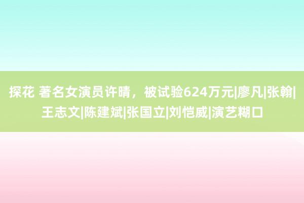 探花 著名女演员许晴，被试验624万元|廖凡|张翰|王志文|陈建斌|张国立|刘恺威|演艺糊口