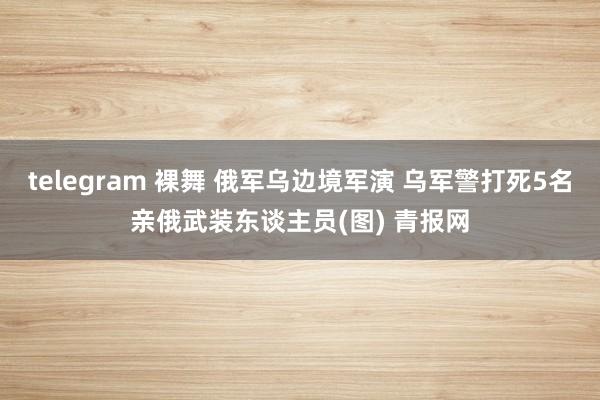 telegram 裸舞 俄军乌边境军演 乌军警打死5名亲俄武装东谈主员(图) 青报网